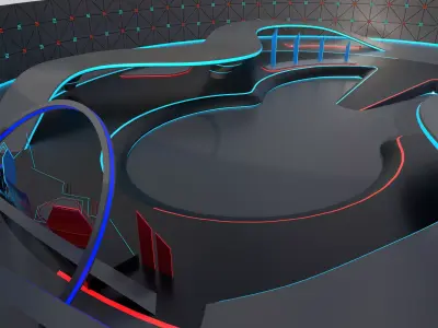 Neon Stage   Sci-Fi Performance and Event Platform Low-poly 3D model