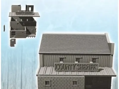 Sheriffs office with removable interior and walls 19 - Cowboy US 3D print model