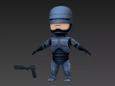 Robocop robot with gun Low-poly 3D model