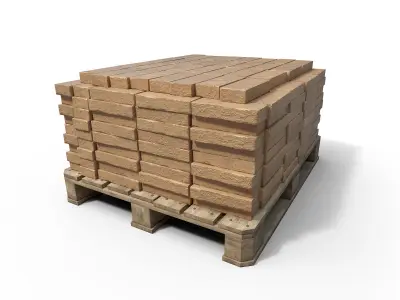 Bricks on a pallet Low-poly 3D model
