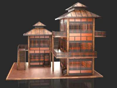 Medieval Fantasy House 08 with interior and exterior 3D model