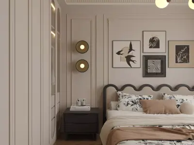 French Style Bedroom Low-poly 3D model