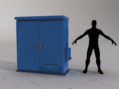 Blue Electrical Box Low-poly 3D model Low-poly 3D model