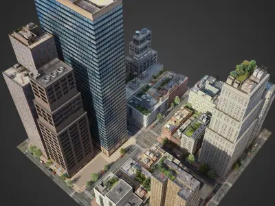 Realistic City District C17-A29 3D model