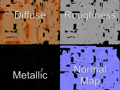 Rusted Metal Panel Model Pack for Environment Design Texture