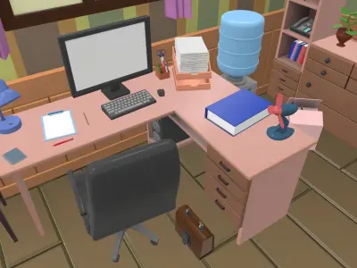 Isometric cartoon office room 04 3D model