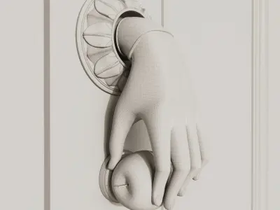 A doorknob shaped like a human hand Low-poly 3D model