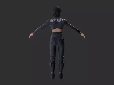 Realistic Punk Girl Character Low-poly 3D model