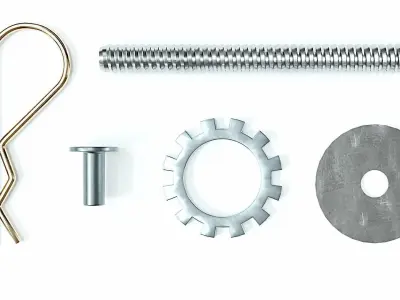 Collection of 21 rivets pins studs and washers 3D model