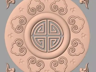 Furniture decoration round flower 3D STL model for CNC E941 3D model