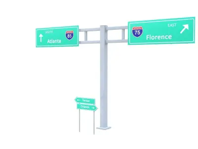 Highway Sign 03 Low-poly 3D model