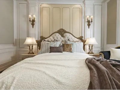 Modern European bedroom Vray 3Dmax model-18 3D model