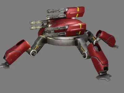 Sci Fi Quad Bot - Low Poly - Game Ready - PBR Low-poly 3D model buy