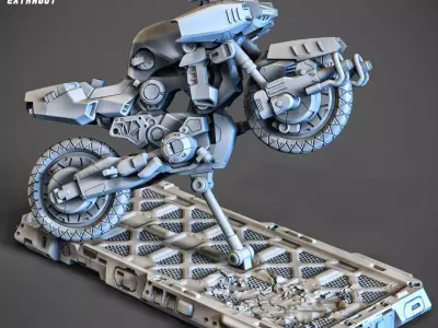 Scifi Milittary Bike 100mm 3D print model