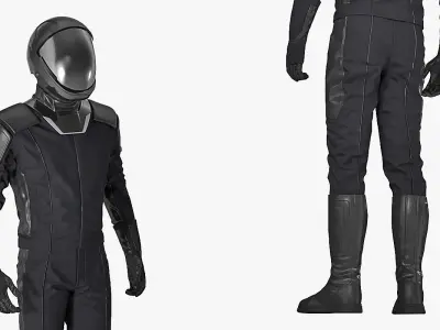 Sci-Fi Space Suit Black Standing Pose 3D model