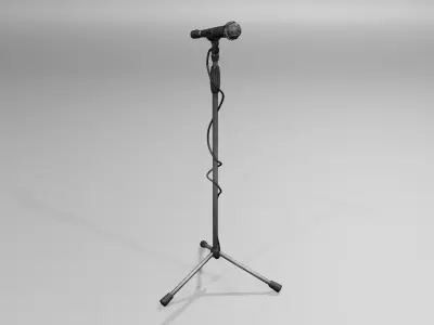 Microphone with stand Low-poly 3D model