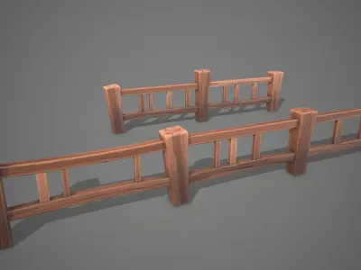 Stylized fence Low-poly 3D model