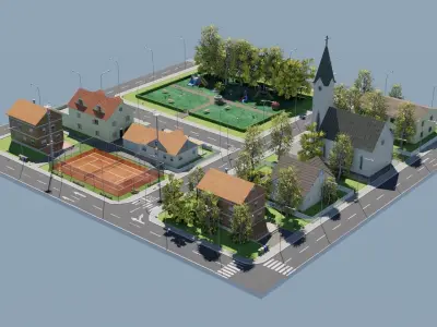 Modular city Low-poly 3D model buy