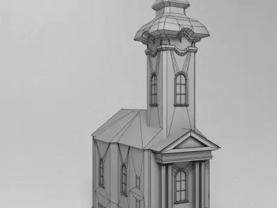 3D low poly model of church Low-poly 3D model
