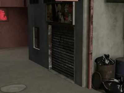 Japanease Street 3d Model Low-poly 3D model