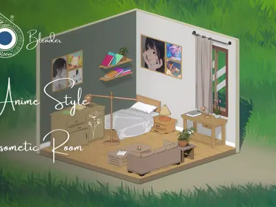 Anime Style Isometric Room 3D model