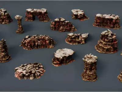 Alien Cliffs pack Low-poly 3D model