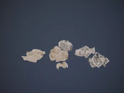 Crumpled papers Low-poly 3D model
