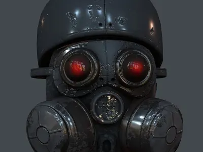 Gas mask helmet 3d model scifi Low-poly Low-poly 3D model Low-poly 3D model