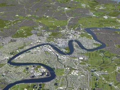 Brisbane Australia 50x50km 3D City Map 3D model