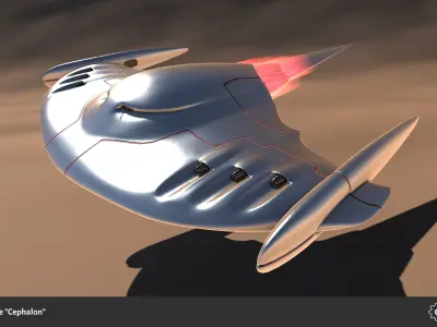 Spaceship Drone Cephalon Low-poly 3D model