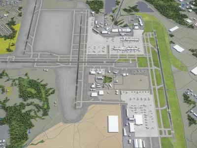 Cincinnati - Northern Kentucky Airport - CVG Low-poly 3D model