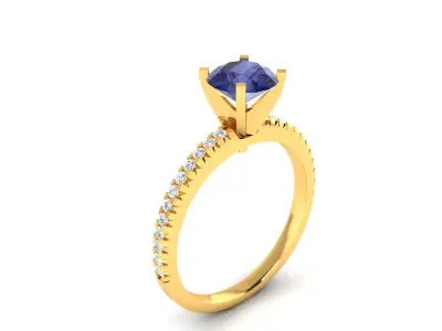 Solitaire Engagement Wedding Women Ring 3D print model shop
