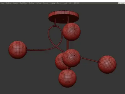 Modern 6 Heads Chandelier Low-poly 3D model