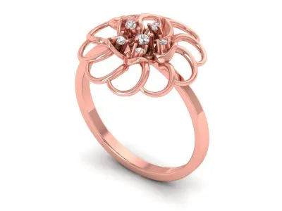Solitaire Wedding Engagement Women Light Weight Flower Rings 3D print model shop