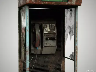Public Phone Low-poly 3D model