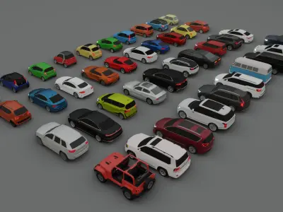  collection of 40 low poly cars 