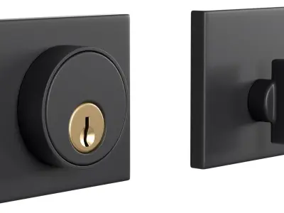 Tumalo Black Single Square Deadbolt 3D model