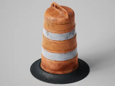 Post Apocalyptic Traffic Barrel Low-poly 3D model