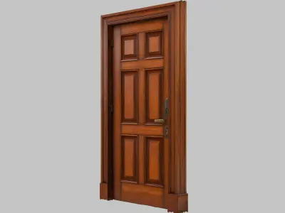 Elegant Wooden Door Low-poly 3D model