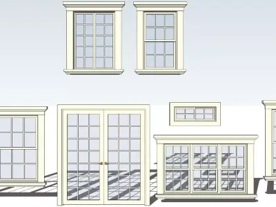 window set of windows and doors 3D model