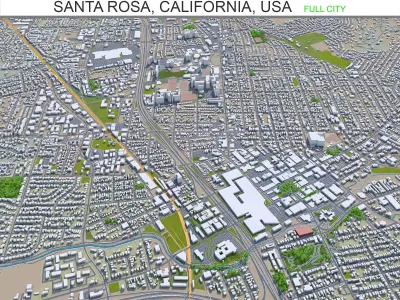Santa Rosa California USA 30km Low-poly 3D model