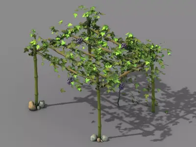 Climbed rattan - bamboo shed 01 3D model