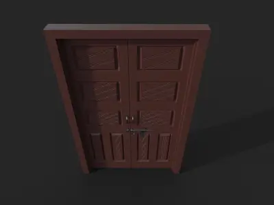 House double door Free low-poly 3D model