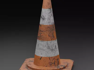 Dirty Traffic Cone Low-poly 3D model