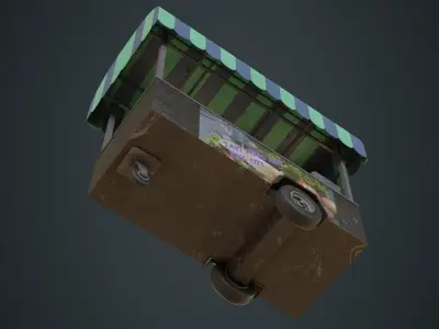 Food Cart 1B Low-poly 3D model