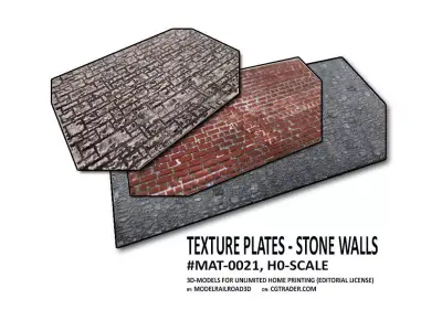 MAT-0021 Texture plates for stone walls  in H0-scale 3D print model