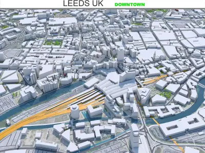 Leeds Downtown United Kingdom Low-poly 3D model