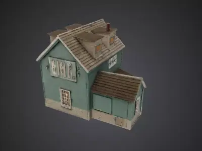 Stylized Historical Barn Architecture for Fantasy Environments Low-poly 3D model