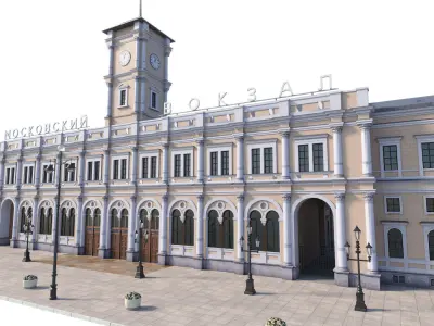 Moscow railway station in Sankt Peterburg 3D model