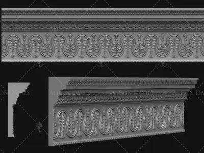 Architectural ceiling Cornice Palms dollhouse 3D print model 3D print model